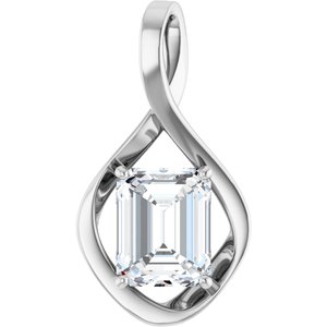 18K X1 White Gold  10x8 mm Emerald Pendant Mounting