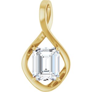 10K Yellow Gold  10x8 mm Emerald Pendant Mounting