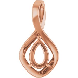 10K Rose Gold  9x6 mm Pear Pendant Mounting – image 2