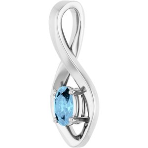 14K White Gold 6x4 mm Oval Natural Aquamarine Pendant – image 2