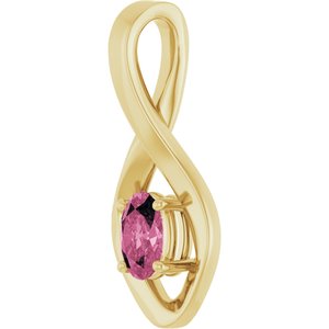 14K Yellow Gold 6x4 mm Oval Natural Pink Tourmaline Pendant – image 2