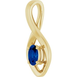 14K Yellow Gold 6x4 mm Oval Natural Blue Sapphire Pendant – image 2