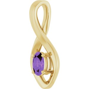 14K Yellow Gold 6x4 mm Oval Natural Amethyst Pendant – image 2