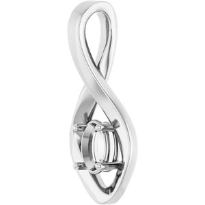 18K White Gold  6x4 mm Oval Pendant Mounting – image 4