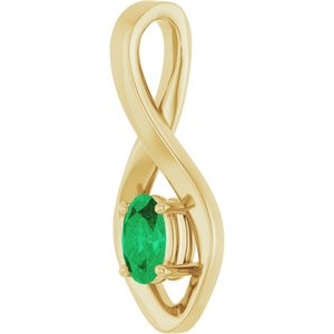 14K Yellow Gold 6x4 mm Oval Natural Emerald Pendant – image 2