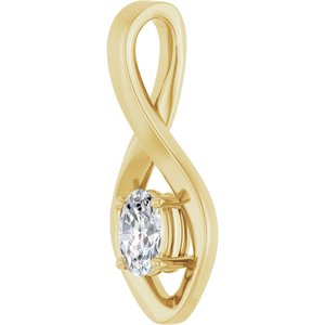 14K Yellow Gold 6x4 mm Oval Natural White Sapphire Pendant – image 2