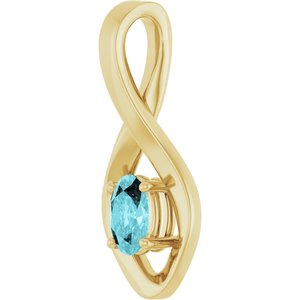 14K Yellow Gold 6x4 mm Oval Natural Blue Zircon Pendant – image 2