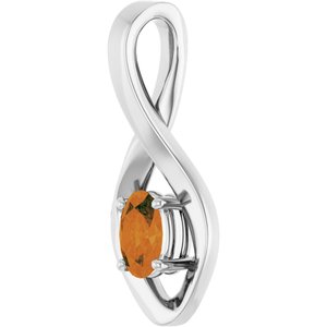 14K White Gold 6x4 mm Oval Natural Citrine Pendant – image 2