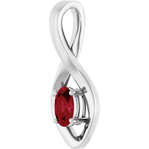 14K White Gold 6x4 mm Oval Lab-Grown Ruby Pendant – image 2