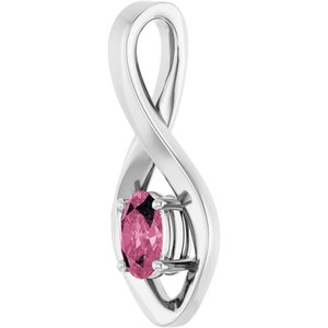 14K White Gold 6x4 mm Oval Natural Pink Tourmaline Pendant – image 2