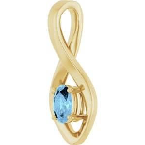 14K Yellow Gold 6x4 mm Oval Natural Aquamarine Pendant