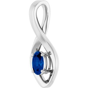 14K White Gold 6x4 mm Oval Lab-Grown Blue Sapphire Pendant – image 2