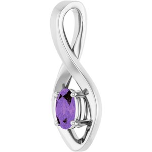 14K White Gold 6x4 mm Oval Natural Amethyst Pendant – image 2