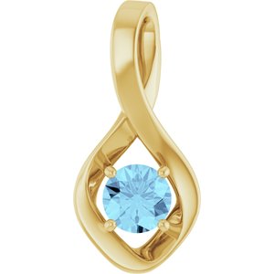 14K Yellow Gold 5 mm Round Natural Aquamarine Pendant