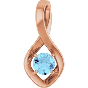 14K Rose Gold 5 mm Round Natural Aquamarine Pendant