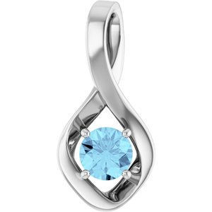 Platinum 5 mm Round Natural Aquamarine Pendant