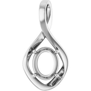 10K X1 White Gold  10x8 mm Oval Pendant Mounting – image 2
