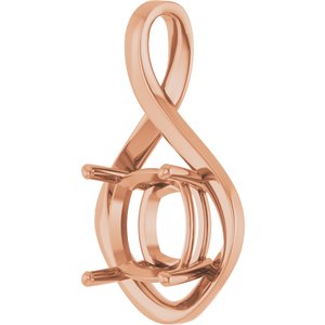 14K Rose Gold  11 mm Cushion Pendant Mounting – image 4