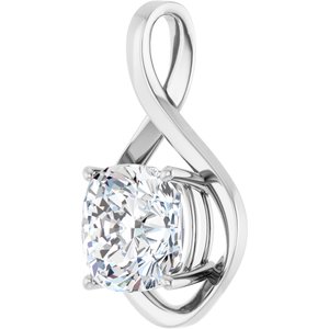 10K White Gold  11 mm Cushion Pendant Mounting – image 3