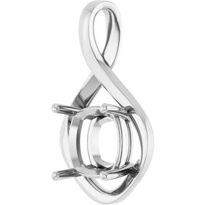 14K X1 White Gold  11 mm Cushion Pendant Mounting – image 4