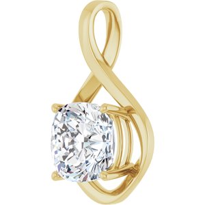 10K Yellow Gold  11 mm Cushion Pendant Mounting – image 3