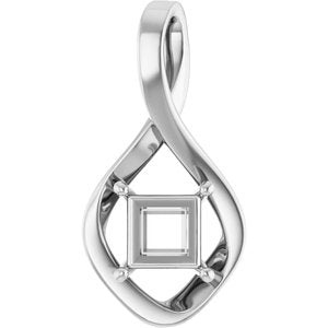 Continuum Sterling Silver  6 mm Square Pendant Mounting – image 2