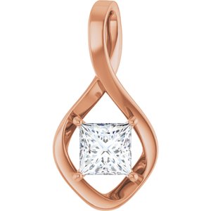 18K Rose Gold  6 mm Square Pendant Mounting