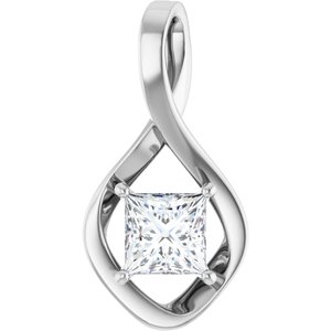 18K White Gold  6 mm Square Pendant Mounting