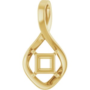 18K Yellow Gold  6 mm Square Pendant Mounting – image 2