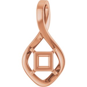 14K Rose Gold  6 mm Square Pendant Mounting – image 2