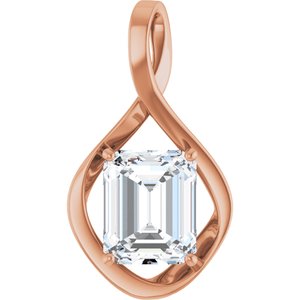14K Rose Gold  11x9 mm Emerald Pendant Mounting
