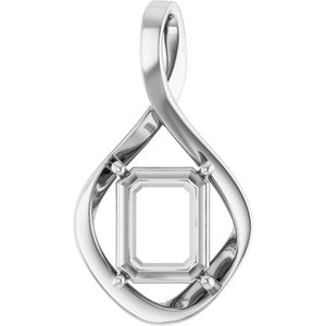 10K X1 White Gold  11x9 mm Emerald Pendant Mounting – image 2