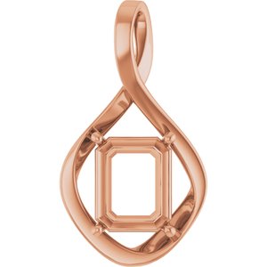 14K Rose Gold  11x9 mm Emerald Pendant Mounting – image 2