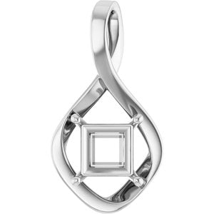 10K White Gold  7 mm Square Pendant Mounting – image 2