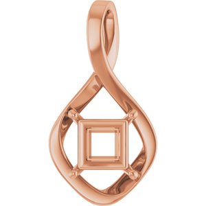 14K Rose Gold  7 mm Square Pendant Mounting – image 2