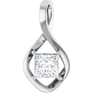 18K X1 White Gold  6.5 mm Square Pendant Mounting