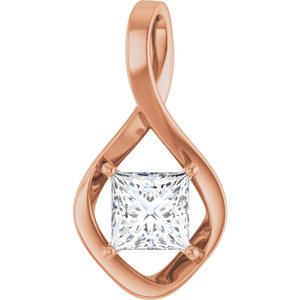18K Rose Gold  6.5 mm Square Pendant Mounting