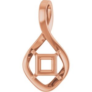18K Rose Gold  6.5 mm Square Pendant Mounting – image 2