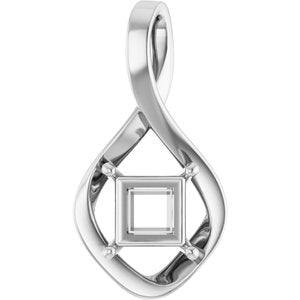 18K X1 White Gold  6.5 mm Square Pendant Mounting – image 2