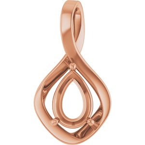 10K Rose Gold  10x7 mm Pear Pendant Mounting – image 2