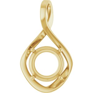 14K Yellow Gold 12 mm Round Pendant Mounting – image 2