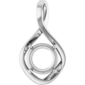 18K Palladium White Gold 11 mm Round Pendant Mounting – image 2