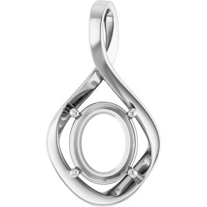 18K X1 White Gold  12x10 mm Oval Pendant Mounting – image 2