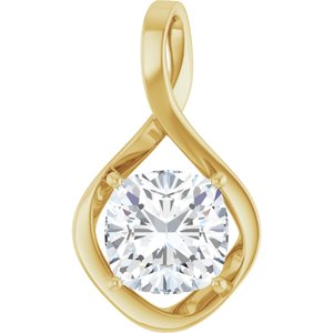 14K Yellow Gold  10 mm Cushion Pendant Mounting