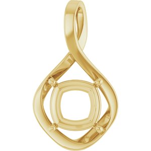 18K Yellow Gold  10 mm Cushion Pendant Mounting – image 2