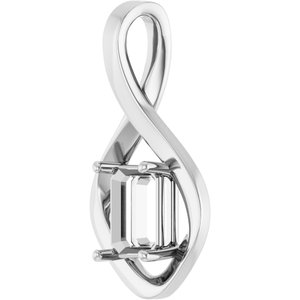10K X1 White Gold  8x6 mm Emerald Pendant Mounting – image 4