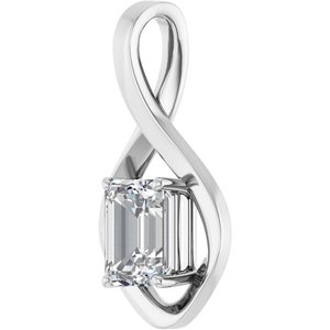 18K X1 White Gold  8x6 mm Emerald Pendant Mounting – image 3