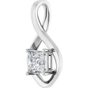 14K White Gold  6 mm Square Pendant Mounting – image 3