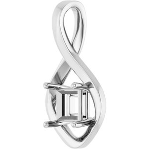 18K Palladium White Gold  6 mm Square Pendant Mounting – image 4
