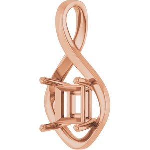 14K Rose Gold  8 mm Square Pendant Mounting – image 4